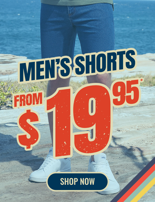 Men’s shorts on sale from $19.95 – Birthday bash offers!