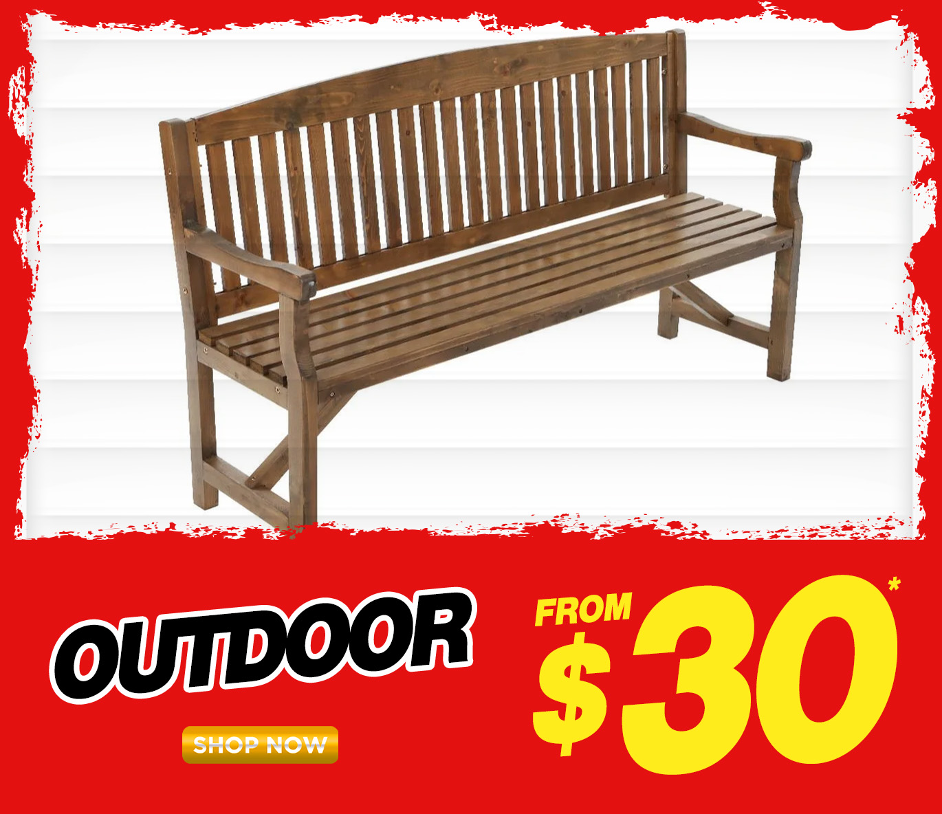 Wooden outdoor bench – On clearance from $30 during Rivers’ Black November Warehouse Sale